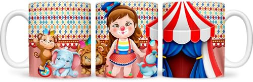 Zirkus Tasse für Kinder - 330 ml - Bunte Motive mit Clown, Elefant & Löwe - Bruchsicher & Spülmaschinenfest (5)