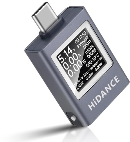 Diymore 4.5~50V Tester USB,12A Misuratore di Corrente USB Misuratore di Potenza USB Tester USB C Misuratore USB C Voltmetro Multimetro Misuratore di tensione