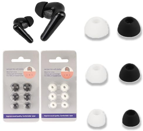 Anker Ersatz-Ohrstöpsel für Soundcore Liberty 4 Pro, Silikon, Größe S/M/L, 3 Größen, Schwarz und Weiß, 6 Paar