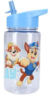 My sweety pop Trinkflasche für Jungen, Paw Patrol, transparent, Kunststoff, für Kinder, Kindergarten, Schule, Urlaub, Mahlzeit, 12 cm, 450 ml, Hydrierung, Geschenkidee