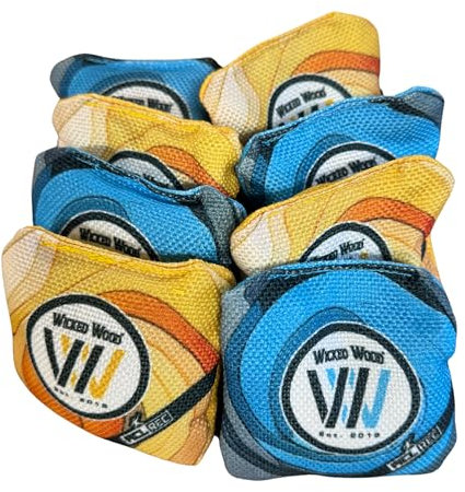 Wicked Wood – Cornhole – 2 x 4 Premium Mini Cornhole Bags – Volldruck – 9 x 9 cm