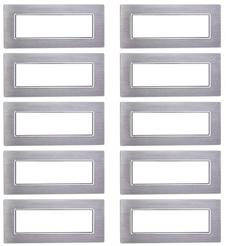 10 placas de 7 módulos, color plateado brillante, compatible con BTicino Living, placa de aluminio, serie Space, alta calidad y larga duración