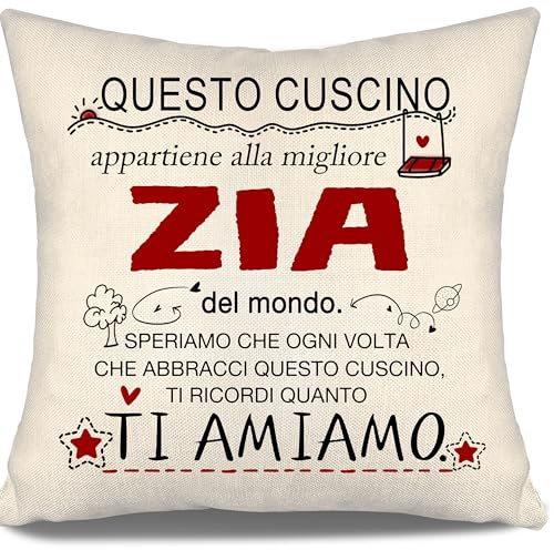 Aosumin Migliore Zia del mondo Speriamo che ogni volta che abbracci questo cuscino ti ricordi quanto ti amiamo Copricuscino per zia Compleanno Regalo di Natale Regalo per la festa della mamma (zia-b)