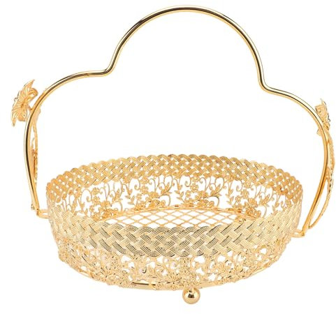 Mrisata Metal Vintage Meal Tablet in a European Style with Handle, Serving Basket for Fruit, Snacks, Cookies and Nuts