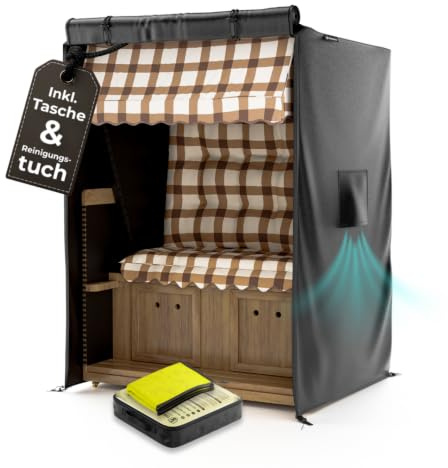 TERRASHIELD® Strandkorb Schutzhülle winterfest 600D Oxford | wasserdichte Abdeckung für 2-Sitzer | UV-beständig & atmungsaktiv | 120 x 90 x 160 B/T/H | schwarz