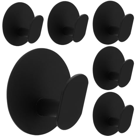 Adurei 6 Pièces Crochet Adhesif Mural Rond Porte Manteau Mural Sans Percage Acier Inoxydable Porte Serviette Salle de Bain Accroche Torchon Cuisin Crochet Adhesif Serviette, Noir