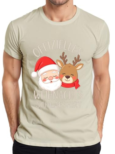 Offizielles Weihnachts Schlafshirt Weihnachtsmann Rentier Lustig Herren T-Shirt