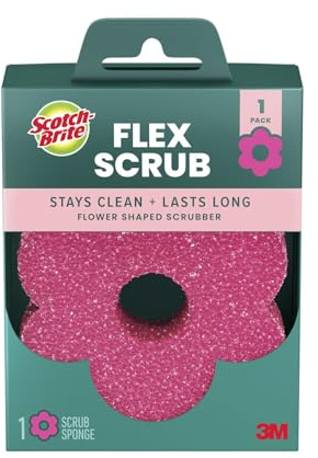 Scotch-Brite Flex Scrub, Pink, Non-Scratch Dish Sponge with Flexible Shape, Non- Scratch,1 Kitchen Sponge