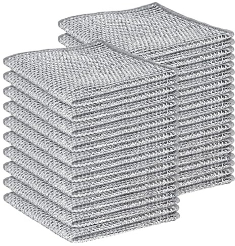 THQAE 20 Pcs silberputztuch, Edelstahl Spültücher, Stahlwolle Spüllappen Waschbar Stahlschwamm, Silberputztuch Reinigungstücher Putzlappen für Küche, Wiederverwendbare küchenlappen für Töpfe Pfannen