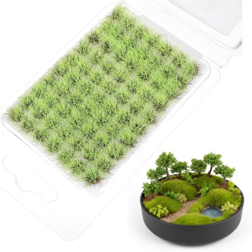 DOPENSPI 72 Stück Graskopf Modellbau Gras,Static Grass Tuft Miniatur Deko | Modellbau Zubehör Modell Tiefland-Sträucher Kunstrasen Miniatur-Gelände für DIY-Sandgelände Miniaturwelt(Keimgrün)