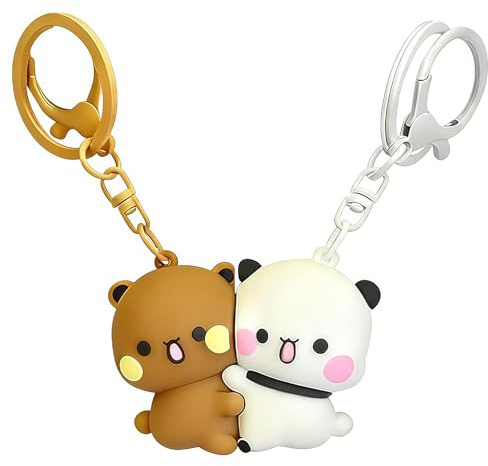 Yamobi Partner Schlüsselanhänger Set,1 Paar Magnetic Valentinstag Schlüsselanhänger, Süßer Bär Schlüsselanhänger, Partner Schlüsselanhänger Geschenk