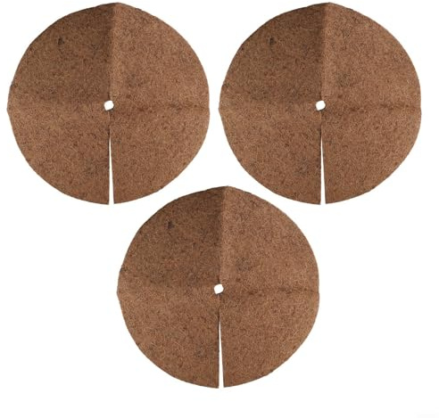 Hosrivae Kokosfaser-Mulchscheiben, 20–60 cm, Naturfaser, Baumring-Matten, Kontrolle, Retention, Garten, Blumentopf-Einlagen, 3 Stück (60 cm)