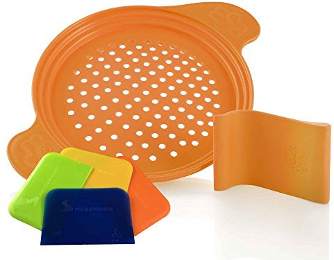 Muxel Spätzle Grater with Special Scraper for Long and Short Spätzle and 4 Dough Cards Orange