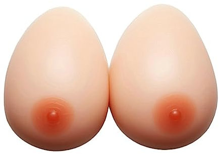 ZCOINS Faux Seins en Silicone Réaliste, Forme Goutte, Prothèses Mammaires Non-Adhésives pour Une Poitrine Naturelle et Confortable avec Soutien-Gorge à Poches, Skin-L (800 g par Paire)