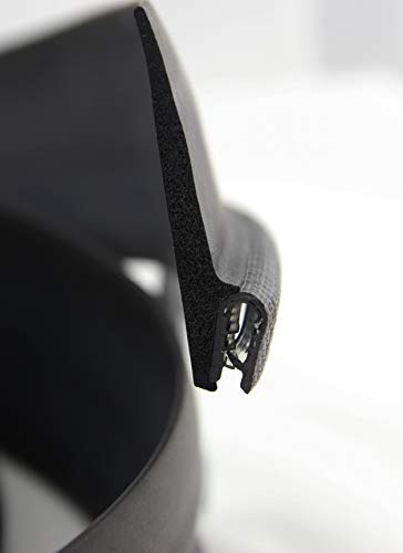 SMI-Dichtungsprofil DF12 für 1-2mm PVC mit Stahleinlage/EPDM Moosgummi selbstklemmend ohne Kleber - Kantenschutz mit Fahne oben Dichtung, Kantenschutzdichtprofil für Auto, Kofferraum (1 m)