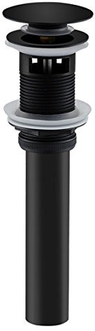 Bonde d’évacuation en laiton massif noir mat pour lavabo avec trop-plein et valve pop-up