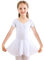 Kinder Ballettkleidung Mädchen Ballettkleid Kurzarm Langarm Balletttrikot Ballettanzug Tanzkleid Tanzbody aus Baumwolle mit Chiffon Rock Tütü (150, Weiß Kurzarm)