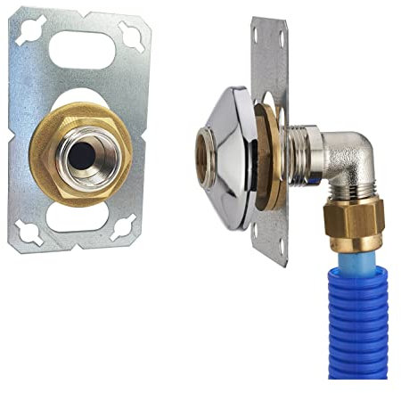 FIXSYSTEM kit sortie de cloison pour tube PER à Compression (à Visser) Ø16 - sortie mâle 20x27 (3/4) / femelle 15x21 (1/2) + rosace de finition chromée pour robinet machine à laver