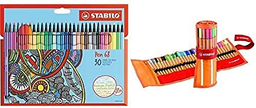 STABILO - Stifte-Set - Premium-Filzstift - Pen 68 - 30er Pack & Fineliner - point 88 - 30er Rollerset