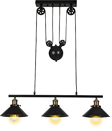 Lámpara de techo de tres luces, isla de cocina, regulable, industrial, rústica, firme, vintage, para cocina, comedor, hogar