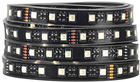 BTF-LIGHTING 5050 RGBW RGB + Warmes Weiß (2700K-3000K) 4 Farben in 1 LED 5M 60LEDs /m Mehrfarbige LED Band-Lampen IP67 Wasserdichtes Schwarz PCB LED DC12V