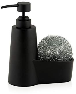 ANDREA HOUSE Dispensador de Cocina Negro con Soporte y Estropajo