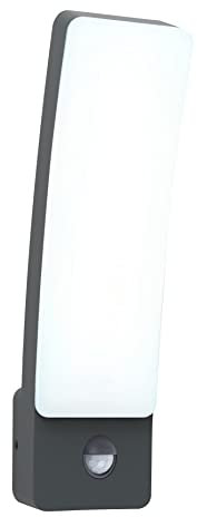 LED Außenwandleuchte Kira, Außenlampe aus Aluminium in Anthrazit, Wandlampe m. Bewegungsmelder u. Timer, Erfassungswinkel 120°, Reichweite 0-9 Meter, 1 x LED 18 Watt…
