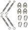 Pamtns Tendeur Inox Serre Cable Inox kit de Tension Corde en Acier Inoxydable à Suspendre Kit Kit de Garde Corps Inox Manchons de Sertissage Tendeur Cable Garde Corps Exterieur 12 pièces