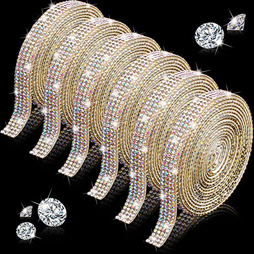 Kristall Strass Diamant Band Kristall Selbstklebendes Band Diamant Bling Band Rolle Strassband DIY Dekoration Aufkleber für DIY Handwerk Hochzeit Dekoration (Weiß, 6 Yards)