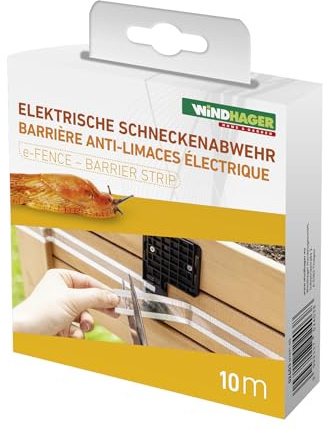 Windhager Elektrische Schneckenabwehr e-Fence Tape - 10 m - Schneckenschutz für Hochbeete, Schneckenband elektrisch, Schneckenbarriere, Schneckenzaun - unbedenklich für Mensch und Tier