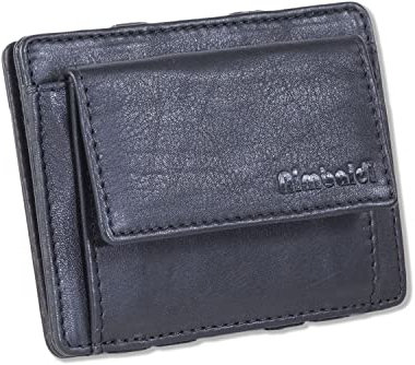 Rimbaldi Portefeuille Magic Wallet ultra plat avec bloqueur RFID en cuir nappa de vachette Noir, Noir , L x H x T (cm) = 11.0 x 8.5 x 1.5, Porte-monnaie