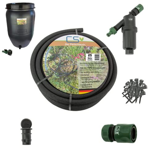 Tuyau perlé CS sans pression 25m avec accessoires et tonneau de pluie pour l'irrigation souterraine sans pression