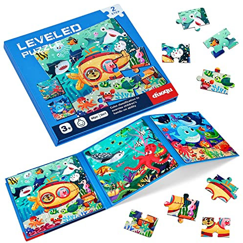 BBLIKE Kinderpuzzle Magnet Puzzle Meerestier Puzzle für Kinder Puzzle ab 3 Reisespiele Kinder ab 3 Lernspielzeug für Kinder 3 4 5 Jahren Alt (Meerestier)