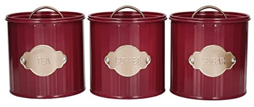 KitchenCraft Vorratsdosen, Burgund, 3 Stück, in Geschenkbox