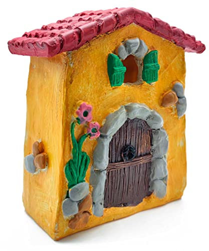 Tradineur - Casita Naif para Belén - Fabricado en marmolina - para Figuras del Nacimiento - Color Amarillo - 13,5 x 12 x 5,5 cm.