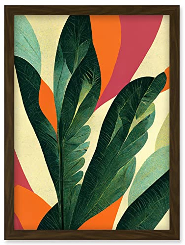 Wee Blue Coo Abstract Boho Colour Exotic Tropical Leaves Botanical Artwork Framed Wall Art Print A4