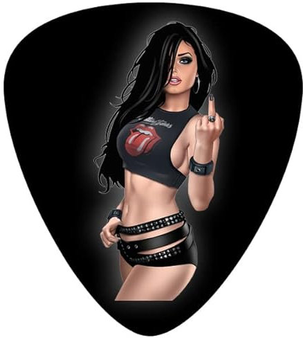 chemstickattack Aufkleber in Form eines Gitarren Plektrums mit einem Pinup Girl ca. 11x9 cm