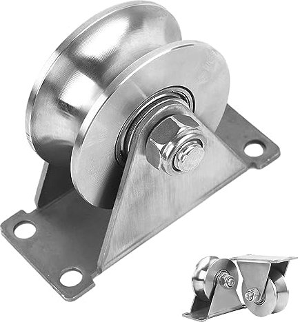 U-Nut-Stahl-Lenkrolle, Hebekran Seilrolle, Schiebetorräder, Laufrollen Schiene, U-Nut-Rad, Edelstahl Schieberad Rolle, Schiebetor-Rollenradlager, für Innen- und Außenbereiche, Vorhänge usw