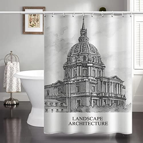 Musihy Duschvorhang 120 Breit, Duschrollo für Badewanne Pink Alte Burgstadt Duschvorhang Extra Lang