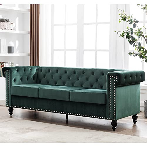 RETRIN Sofa 3 Sitzer Sofa Couch für Wohnzimmer Sessel Sofa mit Lehne Kleines Sofa Modern Design Kissen Samt Loungesofa Wohnzimmer Möbel,206 x 75.5 x 77cm