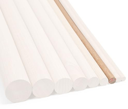 Rundstab Eiche 1m lang, Ø 8-40mm, Holzrundstäbe Rundholz Bastelholz Treppensprosse (Ø 12 mm)