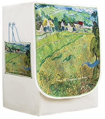 FANSU Pittura Copertura Lavatrice per Esterno per Lavatrici e Asciugatrice, Impermeabile Antipolvere Coprilavatrice da Esterno con Aperture Frontali Protezione Solare (S-4-5kg,Campo Verde)