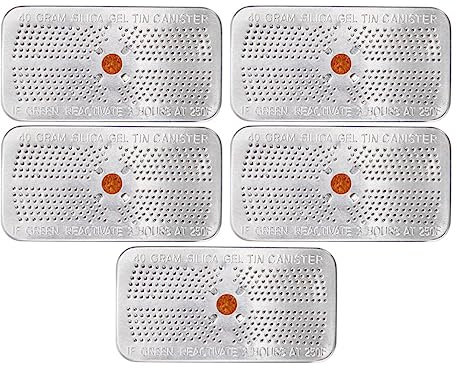 ULTECHNOVO 5 Pieces Silica Gel Dehumidifier, Indicating Silica Gel Sachets Packets Desiccant Reusable Microwave Fast Desiccant Bags for Home, Bedroom, Album, Storage boxes,Closet,Food Grade, 40g