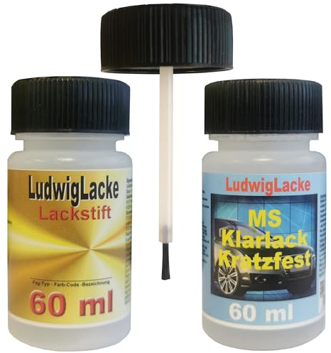 Ludwiglacke Lackstift Set für VW Galapagos Anthrazit Farbcode LR7M oder 9B Baujahr 2006-2013 Metallic Lack - 2 Lackstifte a 50 ml 50 ml Basislack und 50 ml Klarlack.