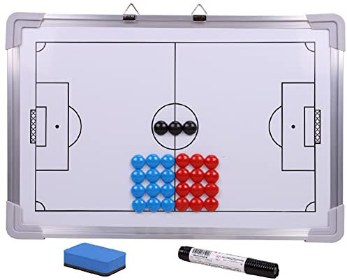 Zasdvn Fußballtrainer-Tafel – Magnetische Fußballtafel Für Das Training – Taktik-Whiteboard, Doppelseitiger Magnetischer Metallrahmen, Perfekt Zum Trainieren Von Fußball, Basketball, Hockey Und Mehr