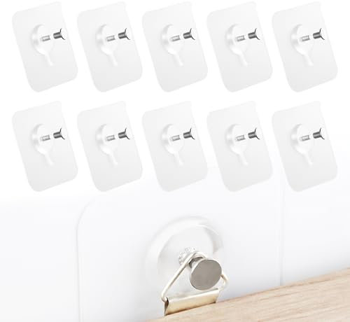 Ikadiya Crochet Adhesif Mural[10 Pièces], Auto-Adhésif Vis Adhesive, Fixation Cadre Sans Percer, Adhésif Vis Murales Clous de Suspension, pour Cuisine Salle de Bain Chambre Salon