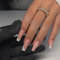 Agasar 24pcs Long Coffin False Nails French Tip White Edge Hearts Pattern, Valentine's Day Accessory