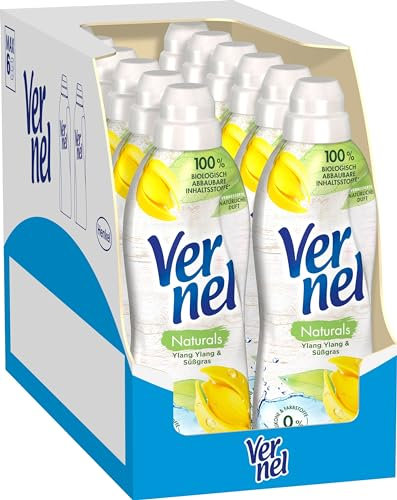 VERNEL Naturals veganer Weichspüler Ylang Ylang & Süßgras 444WL (12x37 Waschladungen), Wäscheduft mit 99% Inhaltsstoffen natürlichen Ursprungs, ohne Mikroplastik, recycelbar