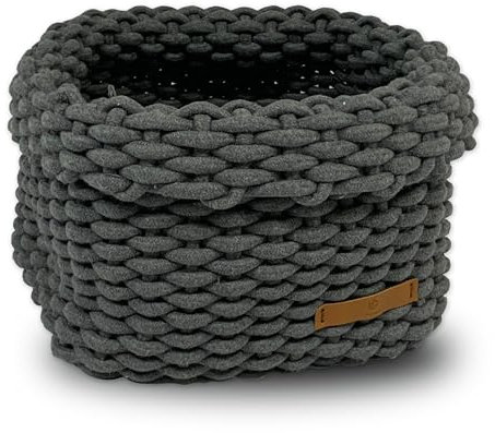 FRIHET geflochtener Baumwoll-Aufbewahrungskorb für KALLAX Regal | Stilvolle Ordnung und praktische Aufbewahrung im Wohnzimmer, Bad und Kinderzimmer (dunkelgrau, 2)