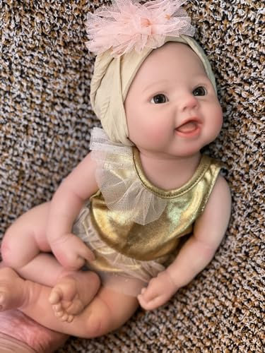 Abenduot 16inch Full Body Silicone Baby Doll Girl Handmade Lifelike Newborn Baby Girl Dolls Anatomically Correct